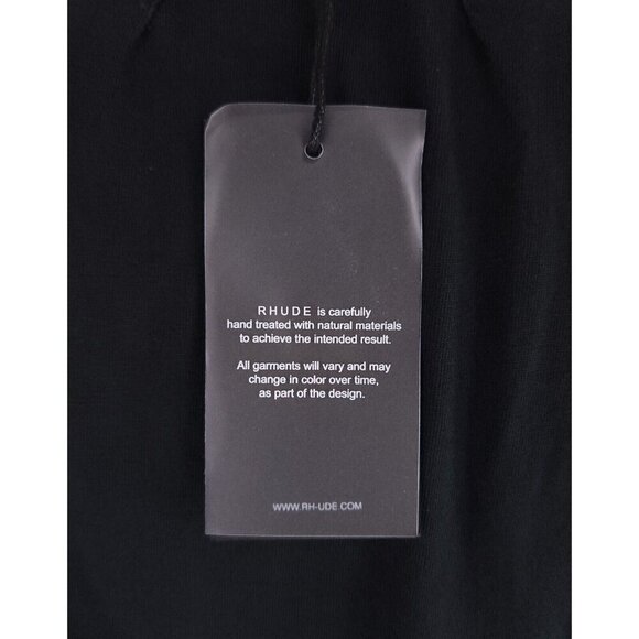 Rhude Logo Embroidered T-Shirt XS Mens Black Cotton Tee - Picture 8 of 11